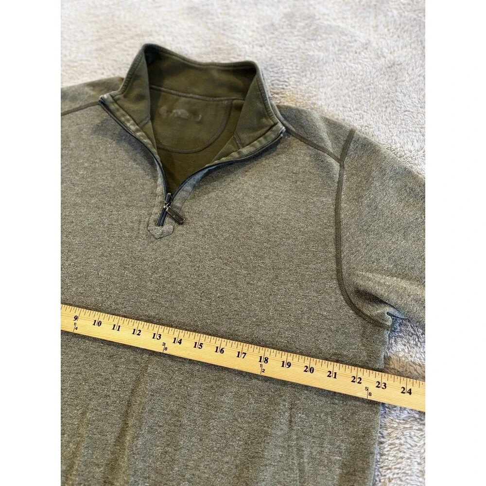 Tommy Bahama Pullover Sweater Mens L Olive Green Quarter Zip Mock Neck